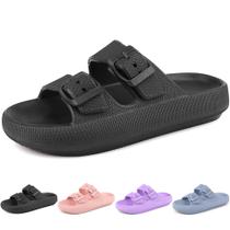 Sandálias LANIVIC Kids Cloud Slides, fivela dupla, pretas, 4 crianças grandes