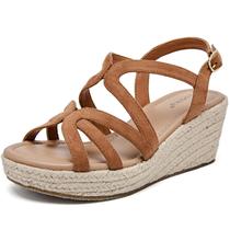 Sandálias Luoika Wide Wedge para mulheres marrons 816 12XW