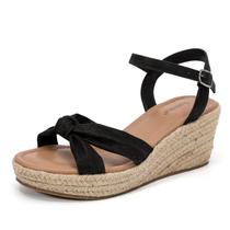 Sandálias Luoika Wide Wedge para mulheres pretas tamanho 11XW
