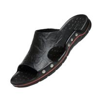 Sandálias Masculinas De Couro Preto, Leves, Com Solado De EVA, Chinelos Macios De Verão Para Homens Sandálias Masculinas De Couro Preto, Leves, Com Solado De EVA, Chinelos Macios De Verão Para Homens
