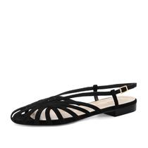 Sandálias MICIFA Black Slingback Flat para mulheres com bico quadrado Sandálias MICIFA Black Slingback Flat para mulheres com bico quadrado