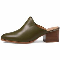 Sandálias Mule Dystralix femininas com salto de material sintético oliva de 5 cm