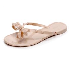 Sandálias Ogard Studded Jelly Bow, chinelos para mulheres, bege