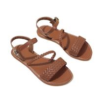 Sandálias Planas Casuais Femininas Trançadas Em Marrom, Calçados Confortáveis Para O Dia a Dia