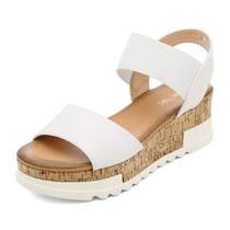 Sandálias Plataforma Anabela DREAM PAIRS REED-2 Brancas Casuais Sandálias Plataforma Anabela DREAM PAIRS REED-2 Brancas Casuais
