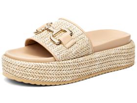 Sandálias plataforma Cougo Raffia Alpargatas femininas Sandálias plataforma Cougo Raffia Alpargatas femininas