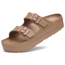 Sandálias plataforma femininas Goosecret marrons com suporte de arco Sandálias plataforma femininas Goosecret marrons com suporte de arco