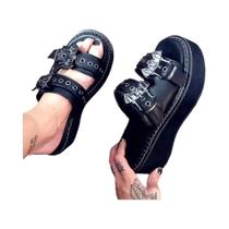 Sandálias Plataforma Góticas Pretas Femininas Com Fivela, Sapatos De Cosplay Vampiro Com Decoração Sandálias Plataforma Góticas Pretas Femininas Com Fivela, Sapatos De Cosplay Vampiro Com Decoração