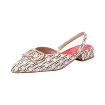 Sandálias Retro Femininas Com Letras, Salto Baixo, Moda 2024, Novos Calçados Femininos