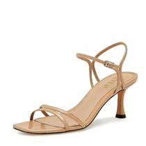 Sandálias RJYLP Kitten Heels Slingback com tiras e bico quadrado Sandálias RJYLP Kitten Heels Slingback com tiras e bico quadrado