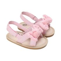Sandálias Rosa De Verão Para Bebê Menina Estilo Ocidental Coreano Com Flor Princesa E Bico Aberto