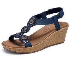 Sandálias Skechers Beverlee Date Glam femininas azul marinho Sandálias Skechers Beverlee Date Glam femininas azul marinho