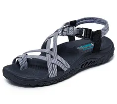 Sandálias Skechers Reggae IRIE MON femininas pretas e brancas tamanho 6 Sandálias Skechers Reggae IRIE MON femininas pretas e brancas tamanho 6