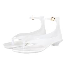 Sandálias USRUNOE de gel transparente com salto gatinho e tira no tornozelo Sandálias USRUNOE de gel transparente com salto gatinho e tira no tornozelo