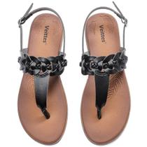 Sandálias Veittes Casual Flat Slide Femininas Confortáveis Pretas