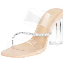Sandálias Zriey Clear Block Chunky Heels 9,5 cm de altura para mulheres