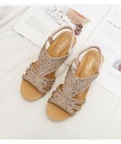 Sandals Wedge Slippers, sapatos para mulheres, tamanho 36