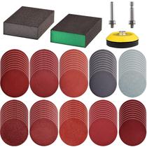 Sanding Discs Pad Tshya 100 unidades de 3 polegadas com kit de blocos de esponja