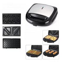 Sanduicheira Antiaderente Compacta 3 Em 1 Sanduíches Waffles Donuts Elétrica - New