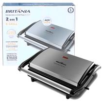 Sanduicheira Britânia Press Chapa Ondulada, GRILL PRESS 127v, Lisa BGR27I 850W - Preto/Inox
