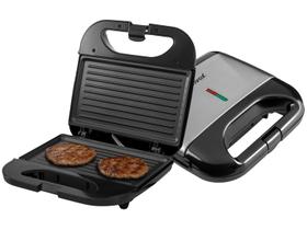 Sanduicheira e Grill Elétrica 750W Lanches Dupla Antiaderente Preta Inox 110V Amvox AMS 500 BLACK