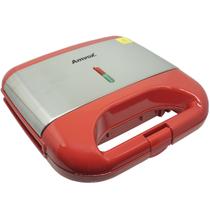 Sanduicheira e Grill Elétrica 750W Lanches Dupla Antiaderente Vermelha Inox Amvox AMS 500 RED Sanduicheira e Grill Elétrica 750W Lanches Dupla Antiaderente Vermelha Inox Amvox AMS 500 RED