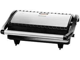Sanduicheira e Grill Elétrica 800W Lanches Dupla Antiaderente Grelhados 110V Amvox Ams 800 Inox 127V