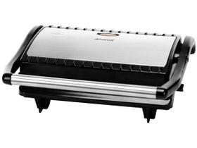 Sanduicheira e Grill Elétrica 800W Lanches Dupla Antiaderente Grelhados Amvox Ams 800 Inox