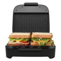 Sanduicheira e Grill Elétrico Cadence Click na Cor Preta com Trava na alça, Chapas Antiaderentes e Potência de 750W 220V