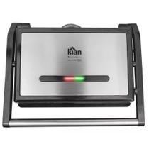 Sanduicheira e Grill Elétrico Panini 1200W Kian Inox com Chapas Antiaderentes, Preto - 110V