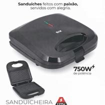Sanduicheira Elétrica 127v Potência 750w Portátil Preto
