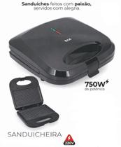 Sanduicheira Elétrica 220v Antiaderente Potência 750w Preto