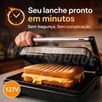 Sanduicheira Elétrica Grill 1000W 127V - Inox