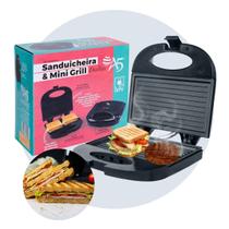 Sanduicheira Elétrica Grill 3 Em 1 Press Misteira 4 Pães Omeleteira Divisória Bauru Boston Inox Chapa Dupla Antiaderente com Luz Indicadora A5 - 127v