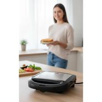 Sanduicheira Elétrica Grill Prime Inox/Preto - Praticidade n