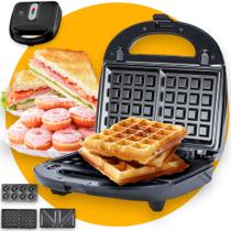 Sanduicheira Elétrica Portátil 3em1 Waffle Donuts Fast Antiaderente Chapa E Grill 110v