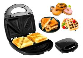 Sanduicheira Eletrica Waffle 8 Donuts 3 Chapas Lanches Multigrill