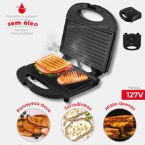 Sanduicheira Grill 2 em 1 Antiaderente Misteira Sanduicheira 750W Grill Sanduicheira 127V
