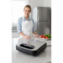 Sanduicheira Grill 750W Antiaderente 220V Preta/Prata
