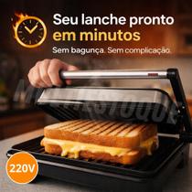 Sanduicheira Grill Antiaderente 1000W 220V Inox Elétrica