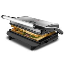 Sanduicheira Grill Britânia Press BGR27I - Chapas com revestimento antiaderente, 850W, Inox