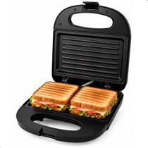 Sanduicheira Grill Elétrica Preta 127V Antiaderente para Lanche, Misto