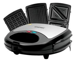 Sanduicheira Grill Elétrico Waffles Gadnic 3 Em 1 Cor Preto