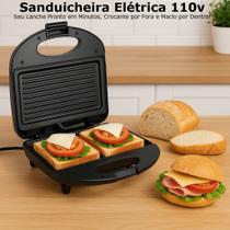 Sanduicheira Mini Grill Elétrica Antiaderente 110v 800w Cozinha Lanches Comidas Multiuso Preto