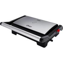 Sanduicheira Mini Grill Elétrico 220v Oster Inox 2 em 1com Chapas Ondulada e Lisa, Potência de 1000W e Abertura 180 OGRL230 220v