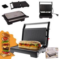 Sanduicheira torradeira Elétrica Grill Multiuso 1000W 60Hz Antiaderentre 127V 220V Inox