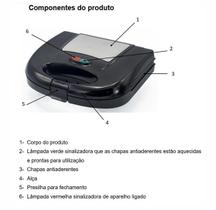 Sanduicheira Torradeira Mini Grill 2 Chapa Antiaderente 220V