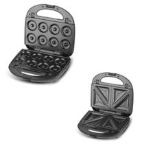 Sanduíches Donuts Waffles Com a Sanduicheira 4 em 1 Versatilidade 110V