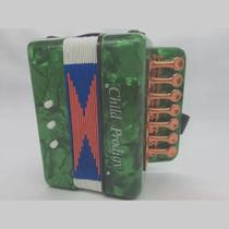 Sanfona Infantil Acordeon Gaita 3 Baixos 7 Teclas Mini verde