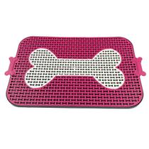 Sanitário banheiro tapete higiênico osso canino pet cachorra cão rosa de plástico lavável limpa fácil